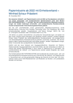 Papierindustrie ab 2022 mit Einheitsverband – Winfried Schaur Präsident